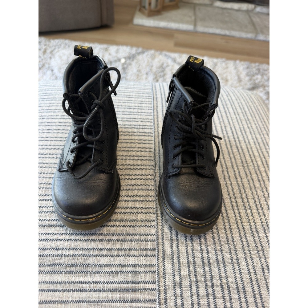 Dr Martens 1460 Kids Size 8 Black Leather Combat Boots Side Zip AirWair Toddler